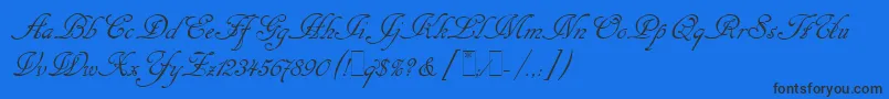 フォントCancellarescaScriptLetPlain.1.0 – 黒い文字の青い背景