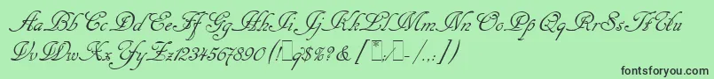 フォントCancellarescaScriptLetPlain.1.0 – 緑の背景に黒い文字