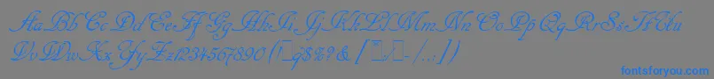 フォントCancellarescaScriptLetPlain.1.0 – 灰色の背景に青い文字