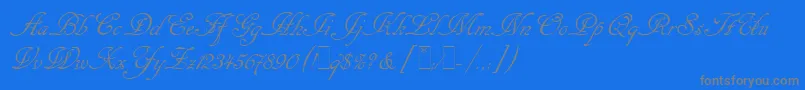 フォントCancellarescaScriptLetPlain.1.0 – 青い背景に灰色の文字