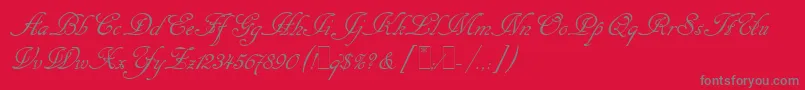 CancellarescaScriptLetPlain.1.0 Font – Gray Fonts on Red Background