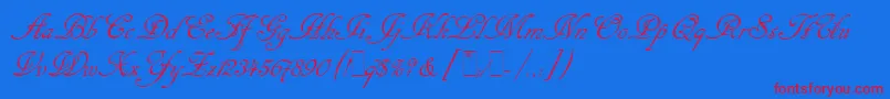 CancellarescaScriptLetPlain.1.0 Font – Red Fonts on Blue Background