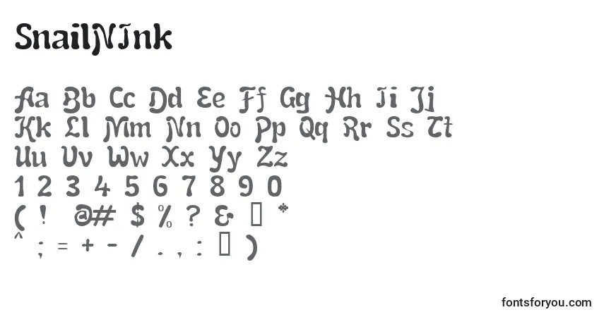 Schriftart SnailNInk – Alphabet, Zahlen, spezielle Symbole