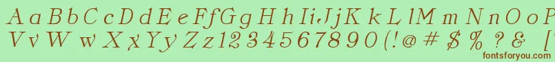 Fonte ClassicaItalic – fontes marrons em um fundo verde