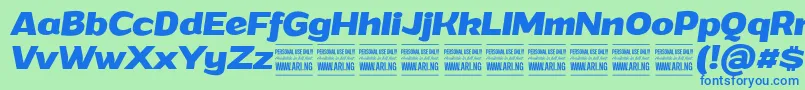 GrandibolditalicPersonalUse Font – Blue Fonts on Green Background