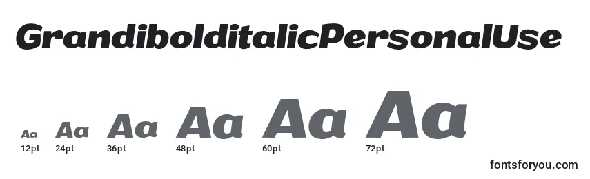 GrandibolditalicPersonalUse Font Sizes