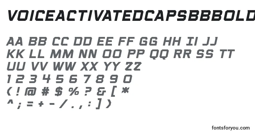 A fonte VoiceactivatedcapsbbBolditalic – alfabeto, números, caracteres especiais