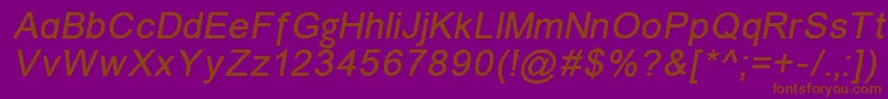 Unkoi8i-fontti – ruskeat fontit violetilla taustalla