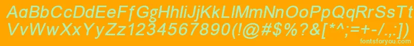 Unkoi8i-fontti – vihreät fontit oranssilla taustalla