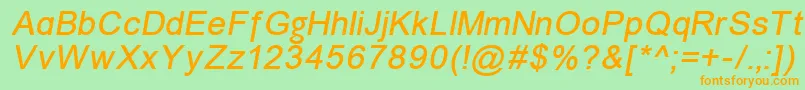 Unkoi8i-Schriftart – Orangefarbene Schriften auf grünem Hintergrund