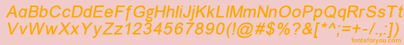 フォントUnkoi8i – オレンジの文字がピンクの背景にあります。
