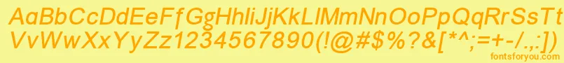 フォントUnkoi8i – オレンジの文字が黄色の背景にあります。