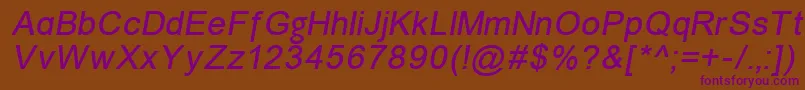 Czcionka Unkoi8i – fioletowe czcionki na brązowym tle