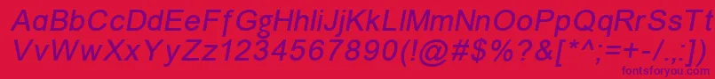 Unkoi8i-fontti – violetit fontit punaisella taustalla