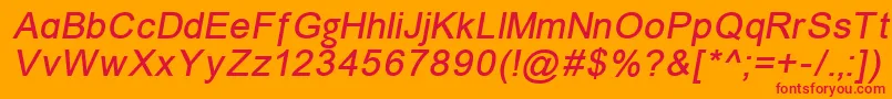 Unkoi8i-Schriftart – Rote Schriften auf orangefarbenem Hintergrund