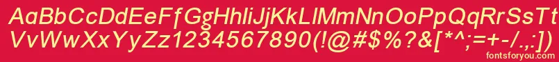 Unkoi8i-Schriftart – Gelbe Schriften auf rotem Hintergrund