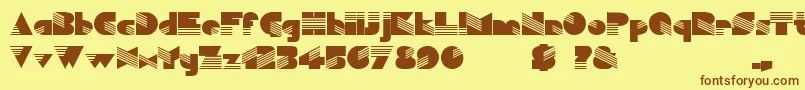 フォントBadLuck1 – 茶色の文字が黄色の背景にあります。