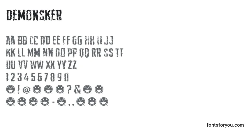Schriftart DemonSker – Alphabet, Zahlen, spezielle Symbole