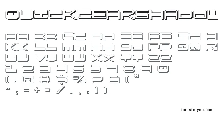 A fonte QuickgearShadow – alfabeto, números, caracteres especiais