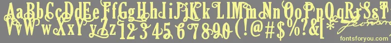 Weitere Informationen zur Areson-Schriftart Areson-Schriftart – Gelbe Schriften auf grauem Hintergrund