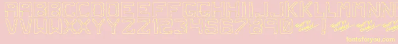 DirtyDung-Schriftart – Gelbe Schriften auf rosa Hintergrund