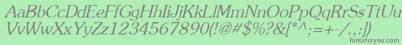 AgpresquireOblique-Schriftart – Graue Schriften auf grünem Hintergrund