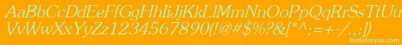 AgpresquireOblique-Schriftart – Grüne Schriften auf orangefarbenem Hintergrund