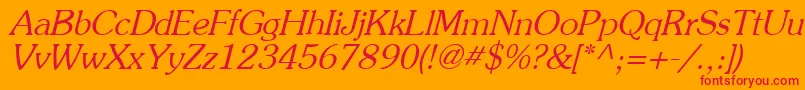 フォントAgpresquireOblique – オレンジの背景に赤い文字