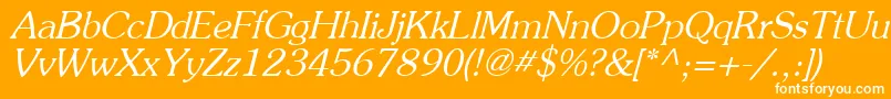 AgpresquireOblique-fontti – valkoiset fontit oranssilla taustalla