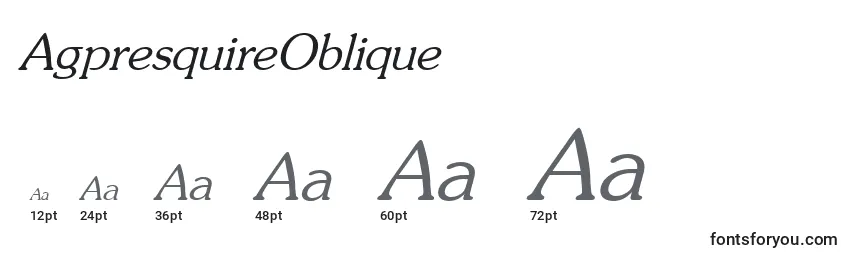 Размеры шрифта AgpresquireOblique