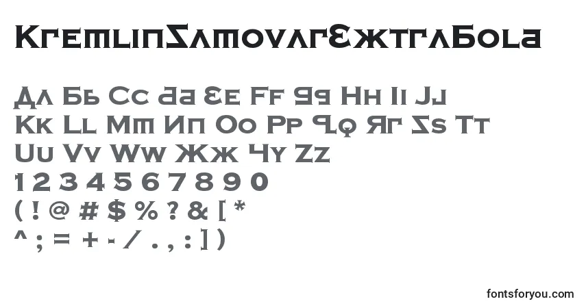 A fonte KremlinSamovarExtraBold – alfabeto, números, caracteres especiais
