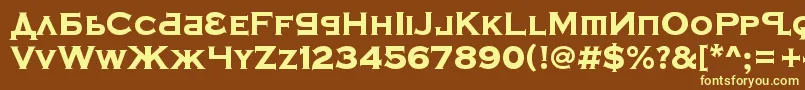 KremlinSamovarExtraBold-fontti – keltaiset fontit ruskealla taustalla