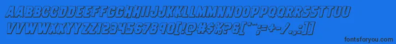 Dreadringer3Dital-Schriftart – Schwarze Schriften auf blauem Hintergrund