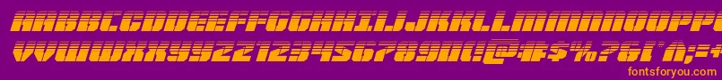 Fonte Warpthrusterhalfital – fontes laranjas em um fundo violeta