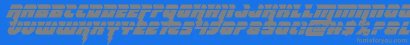 フォントThundertitanlaser – 青い背景に灰色の文字