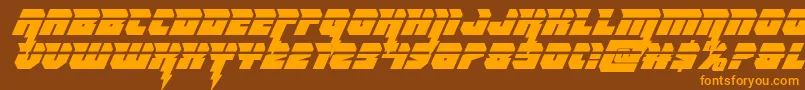 Thundertitanlaser-Schriftart – Orangefarbene Schriften auf braunem Hintergrund