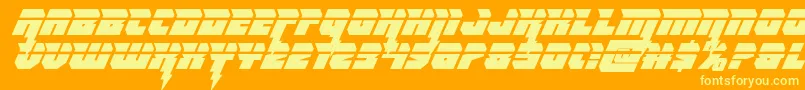 Thundertitanlaser-Schriftart – Gelbe Schriften auf orangefarbenem Hintergrund