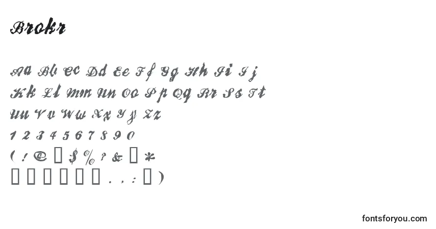 Schriftart Brokr – Alphabet, Zahlen, spezielle Symbole