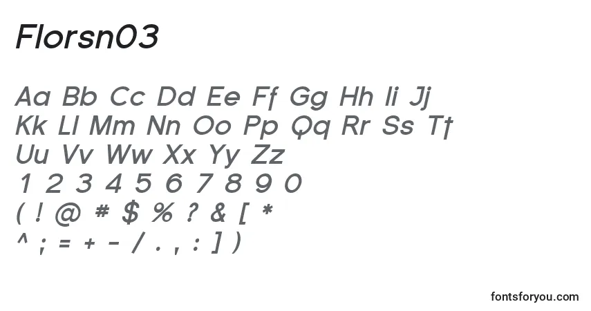 Шрифт Florsn03 – алфавит, цифры, специальные символы