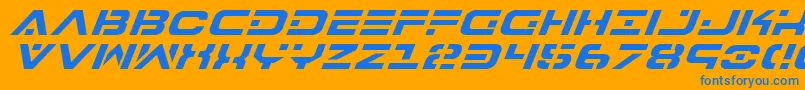 7thServiceItalic-Schriftart – Blaue Schriften auf orangefarbenem Hintergrund