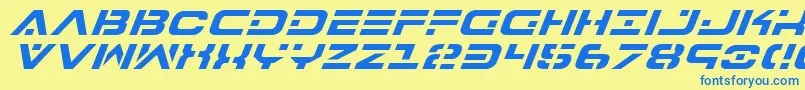 Czcionka 7thServiceItalic – niebieskie czcionki na żółtym tle