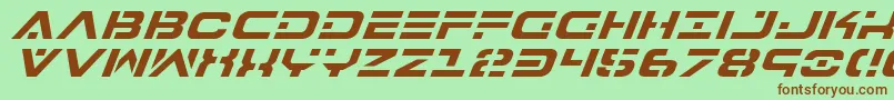 Fonte 7thServiceItalic – fontes marrons em um fundo verde
