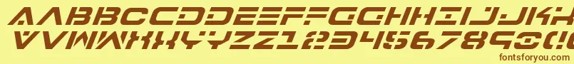 Czcionka 7thServiceItalic – brązowe czcionki na żółtym tle