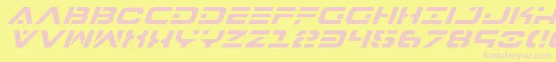 7thServiceItalic-fontti – vaaleanpunaiset fontit keltaisella taustalla