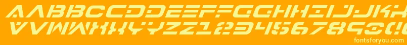 7thServiceItalic-Schriftart – Gelbe Schriften auf orangefarbenem Hintergrund