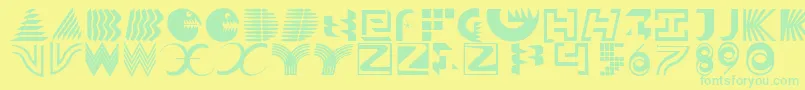 Solitaires-Schriftart – Grüne Schriften auf gelbem Hintergrund