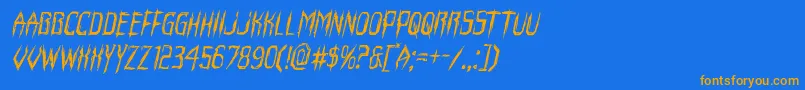 フォントHorroroidital – オレンジ色の文字が青い背景にあります。