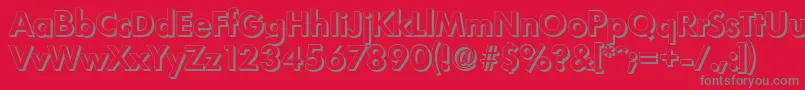 LimerickshadowBold-Schriftart – Graue Schriften auf rotem Hintergrund