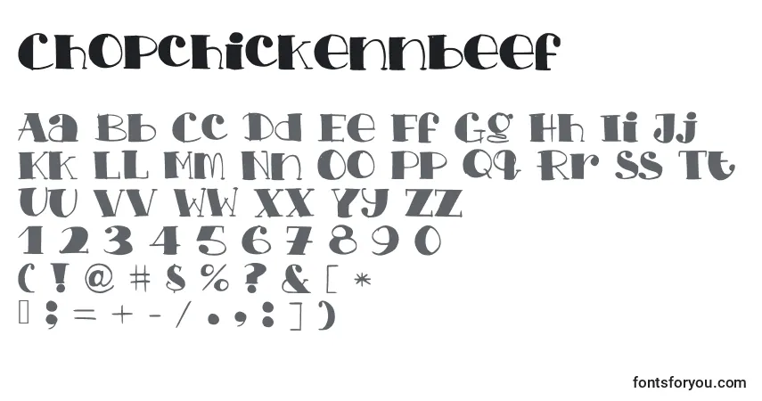 Schriftart Chopchickennbeef – Alphabet, Zahlen, spezielle Symbole