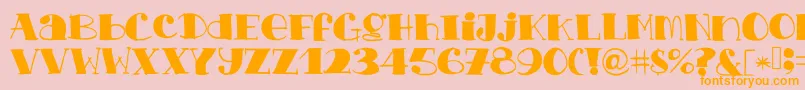 Chopchickennbeef-Schriftart – Orangefarbene Schriften auf rosa Hintergrund